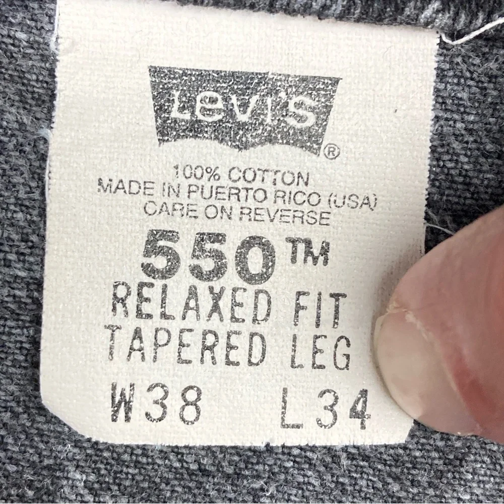LEVI’S 550 Orange Tab VINTAGE Men’s Jeans Black 100% Cotton Size 38 x 34